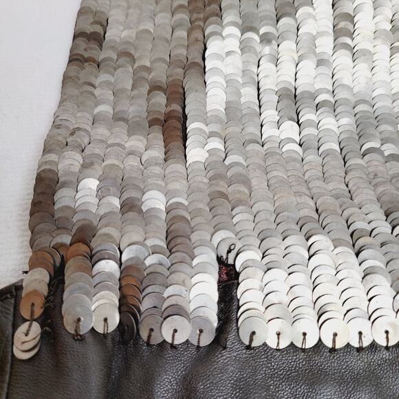 Hoss Intropia brown leather beaded and metal sequined cross body bag - Picture 9 of 16